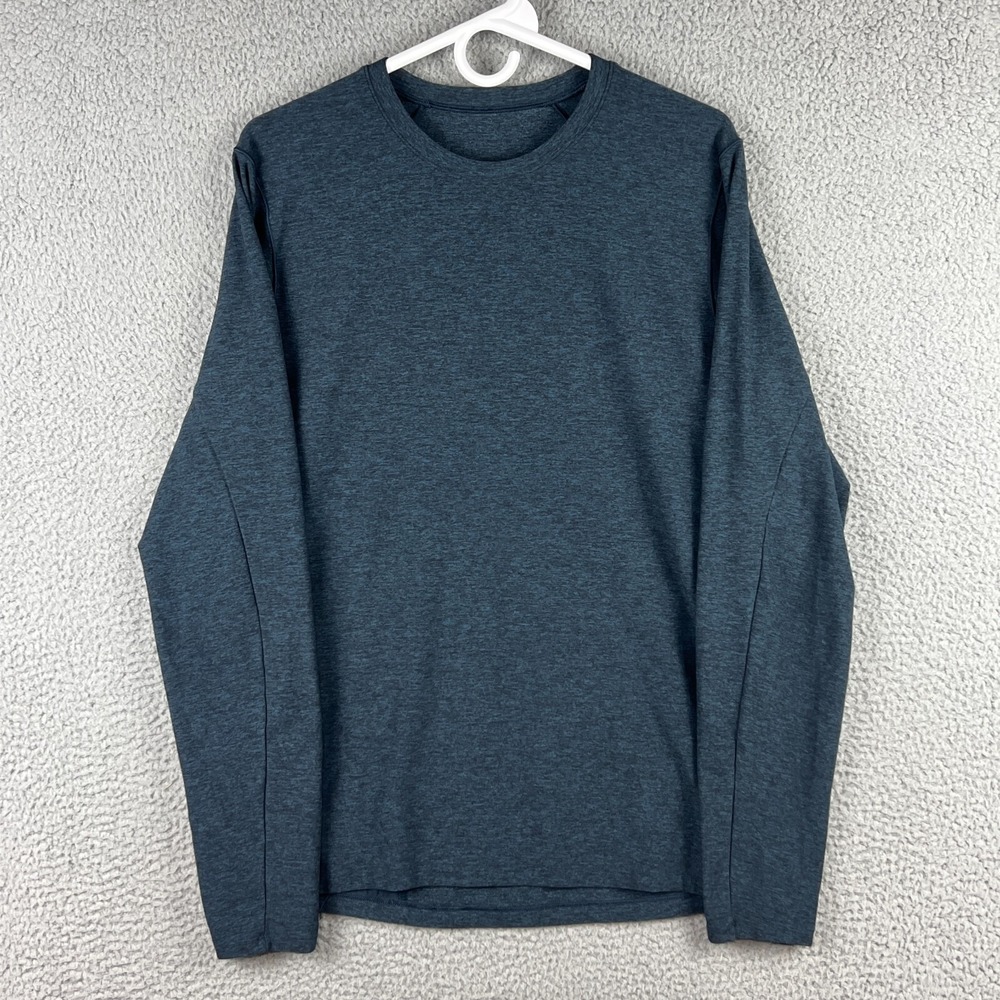Lululemon Shirt Mens Medium Blue Surge Warm Long Sleeve‎ Activewear Pocket